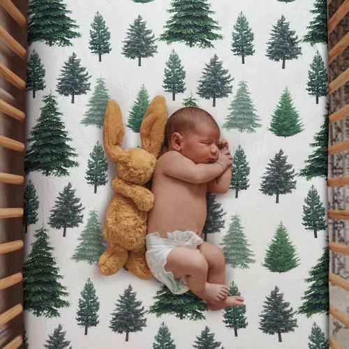 Sábana bajera suave para cuna, elástica y transpirable, para niños y niñas, se adapta a colchones estándar para cuna y niños pequeños Pinos