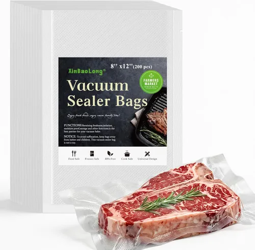 Miniatura 18 de Vacuum Sealer Bags For Food - 50 Quart 8" x 12" - Commercial Grade BPA Free Bag - Durable Customized Size Food Vac Bags for Storage and Sous Vide