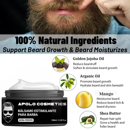 Miniatura 5 de Para Barba, Crecimiento De Barba Para Hombre, Bálsamo Estimulante de Barba Crema para Barba, Estimulante De Barba Ultra Potente, Bálsamo para Barba
