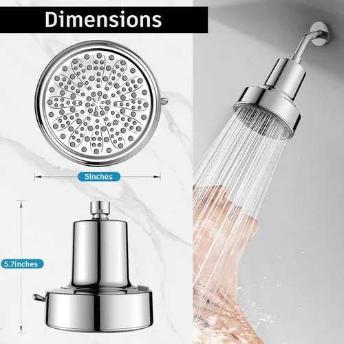 Miniatura 9 de FEELSO - Cabezal de ducha filtrado, cabezal de ducha de alta presión con 6 modos de rociado y filtros para agua dura, elimina el cloro, mejora
