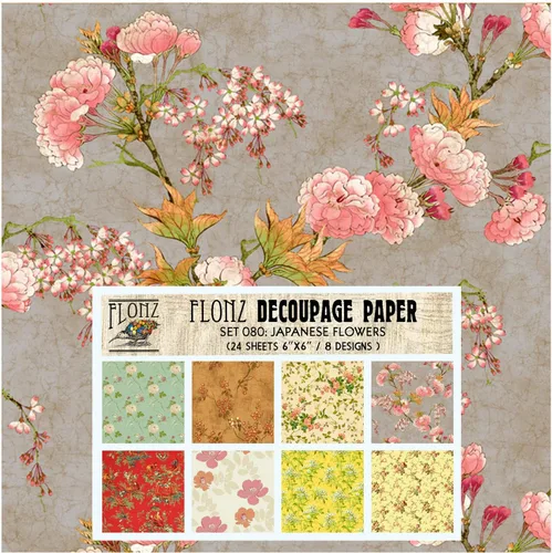 Miniatura 16 de Decoupage - Paquete de papel (24 hojas de 6 x 6 pulgadas), patrón de flores de neón FLONZ, papel de estilo vintage para decoupage, manualidades