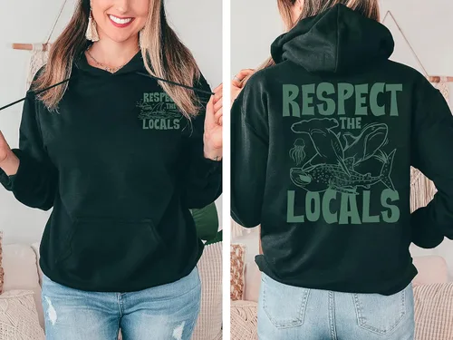 Miniatura 2 de CURTIZON Respect The Locals - Sudadera con capucha de tiburón, diseño inspirado en el océano
