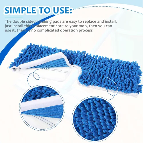 Miniatura 5 de Chengu 6 piezas de repuestos de microfibra para mopa abatible, cabezales de repuesto de doble cara, almohadillas de limpieza lavables a máquina