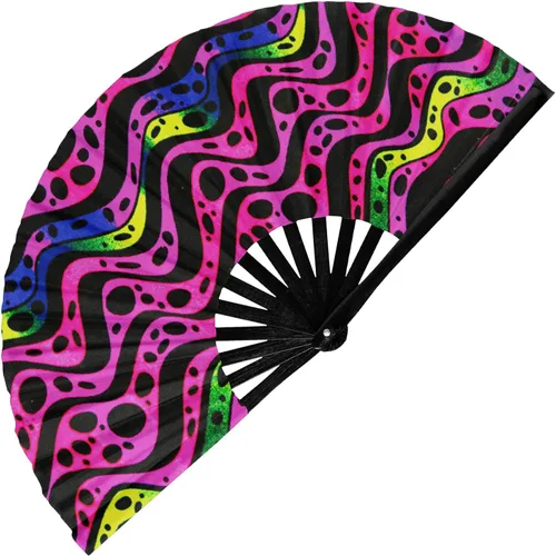 Miniatura 16 de GloFX Ventilador Plegable - Galaxy - Ventilador de Mano Plegable Grande Rave Clack para Hombres/Mujeres - para EDM, Festival de Música, Club