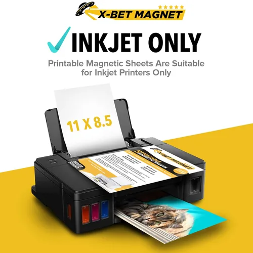 Miniatura 5 de Hojas magnéticas imprimibles, 5 unidades, mate (8.5 x 11 pulgadas), papel magnético flexible optimizado para inyección de tinta, no adhesivo, ideal