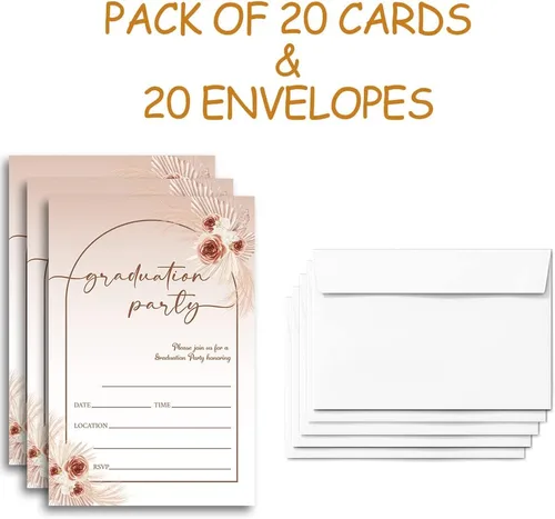 Miniatura 5 de 20 tarjetas con sobres, invitaciones para fiestas de graduación 2026, 2026 para universidad, escuela secundaria, celebración de graduación 015