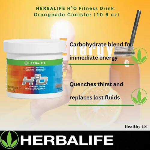 Miniatura 5 de Herbalife H³O Fitness Drink: recipiente de Orangeade de 10.6 oz (300 g), mezcla de carbohidratos para energía inmediata, energiza, hidrata, protege