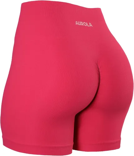 AUROLA Pantalones cortos de entrenamiento para mujer, control de abdomen, a prueba de sentadillas, acanalados, gruesos, sin costuras, pantalones