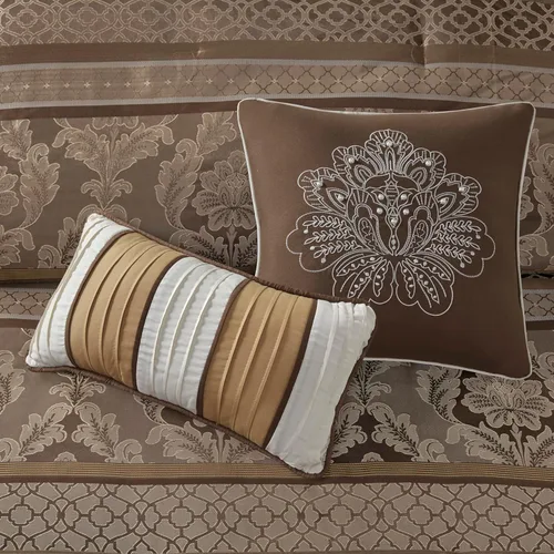Miniatura 5 de Madison Park Bellagio - Juego de edredón acogedor, lujoso diseño tradicional de damasco jaquard, ropa de cama alternativa para todas las estaciones