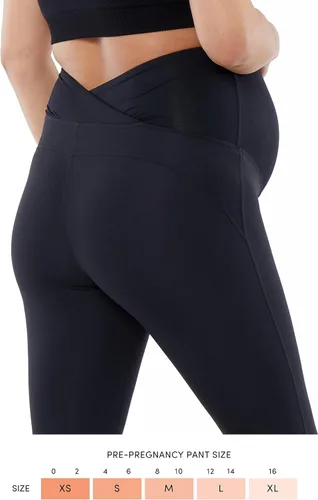 Miniatura 6 de Ingrid & Isabel Basics - Leggings activos de maternidad 78 con panel cruzado, soporte para el vientre, color negro