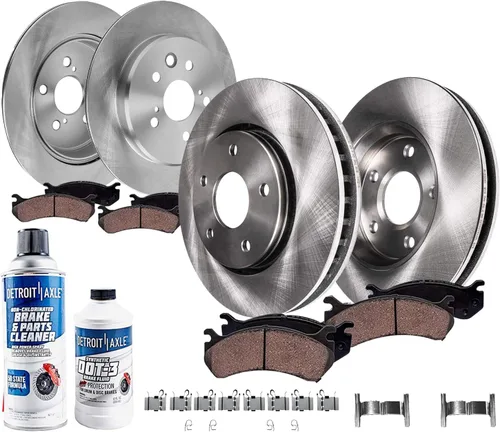 Miniatura 15 de Detroit Axle - Rotores de freno delanteros y traseros de 12.99 pulgadas (12.008 in) y pastillas de cerámica de repuesto para Chevy Avalanche 1500