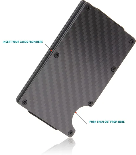 Miniatura 3 de Monedero minimalista rígido para hombres - RFID bloqueo de fibra de carbono Monedero clip