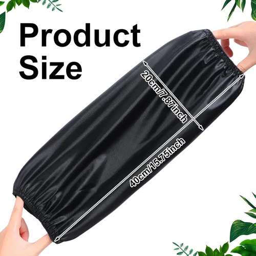 Miniatura 2 de Jecery 4 pares de fundas impermeables para brazos, reutilizables, a prueba de aceite, de PVC, para agricultores, para limpiar la cocina Negro