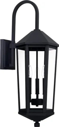 Miniatura 3 de Capital Lighting 926911BK Ellsworth - Aplique de pared de cristal transparente para exteriores, 1 luz de 100 vatios, 23 pulgadas de alto x 8 Negro