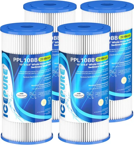 Miniatura 13 de ICEPURE Filtro de agua plisado de sedimento para toda la casa de 5 micrones de 10" x 4.5" de repuesto para GE FXHSC, Culligan R50-BBSA, Pentek