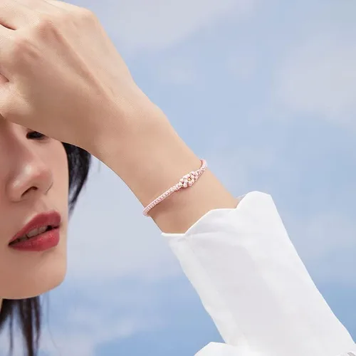 Miniatura 6 de 24K Gold Bracelet for Women Flower Charm Bracelets Adjustable Chain Dainty Braided Link Lucky Beads Stackable Rope Bangle Trendy Colorful Cuff Cute