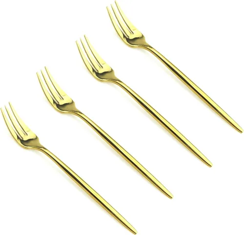 Miniatura 10 de JASHII Juego de 4 utensilios de acero inoxidable para servir de acero inoxidable 18/10 pulido con espejo de lujo Tenedor de frutas