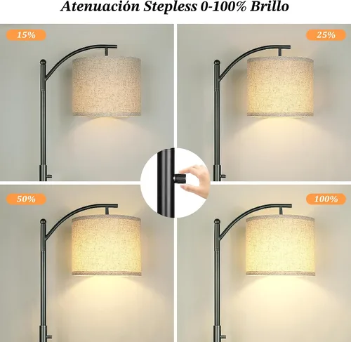 Miniatura 5 de ROTTOGOON Lámpara de pie regulable, lámparas de pie de arco para sala de estar, lámpara de pie moderna de atenuación continua con pantalla de lino