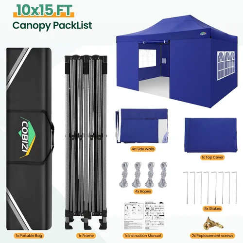 Miniatura 281 de COBIZI Tienda de campaña desplegable de 6.6 x 6.6 pies, toldo resistente, fácil de instalar, impermeable, para exteriores, fiestas, playa, jardín