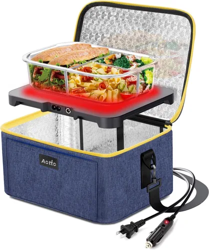 Miniatura 14 de Aotto Horno portátil, lonchera eléctrica, calentador de alimentos – 12 V/24 V/110 V 3 en 1 calentador de alimentos para coche – Fiambrera térmica