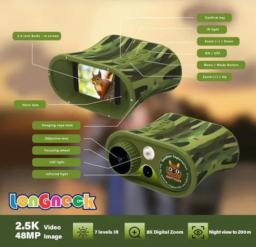 Miniatura 2 de Binoculares de visión diurna y nocturna para niños, lentes IR para niños pequeños, regalos de cumpleaños para niños pequeños de 6 a 12 años, lentes