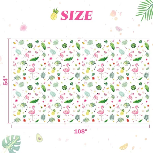 Miniatura 4 de WERNNSAI - Mantel de flamenco – 1 paquete de 108 x 54 pulgadas, mantel tropical Luau Decoraciones de fiesta de flamenco hawaiano rosa, mantel