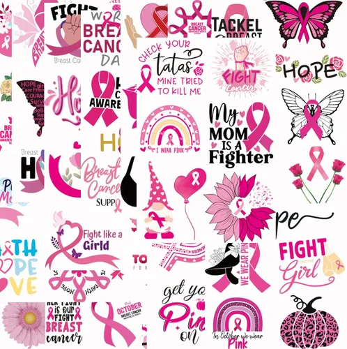 Miniatura 8 de MARFOREVER 200 piezas de calcomanías de conciencia del cáncer de mama, calcomanías de cinta rosa para mujeres y niñas, calcomanías de vinilo
