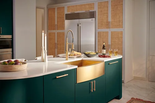 Miniatura 6 de Ruvati RVH9733GG - Fregadero de cocina estilo casa de campo con delantal frontal de 33 pulgadas, tono latón, cuenco individual de acero inoxidable