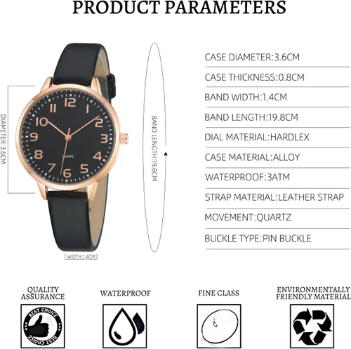 Miniatura 6 de Women's Dainty Analog Leather Dress Watch for Small Wrists, Ladies Waterproof Watches for Women, Reloj para Mujer