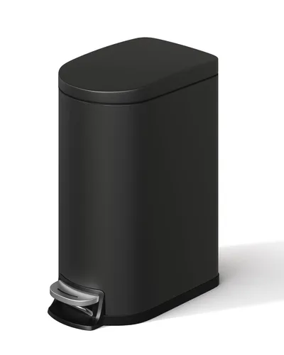 Garvee 1.6 gal / 6L Metal Bathroom Trash Can with Lid, Slim Waterproof Garbage Can for Bedroom, Small Step-on Trash Bin with Inner Bucket, Rear
