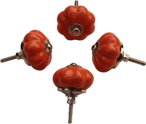 Miniatura 8 de ABHANDICRAFTS - Juego de 4 pomos de cerámica para mamás con forma de calabaza pintada en forma de armario, armario, cajón, manijas de puerta