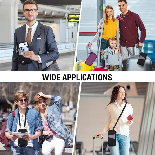 Miniatura 2 de BKNOOU Soporte para pasaporte familiar con bloqueo Rfid, organizador de documentos de viaje, soporte impermeable para pasaporte de viaje, soporte