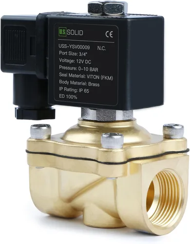Miniatura 18 de U.S. Solid Válvula solenoide de latón de 1/2" - 12V DC, normalmente cerrada, válvula eléctrica de 10 bar para agua, aire, diésel