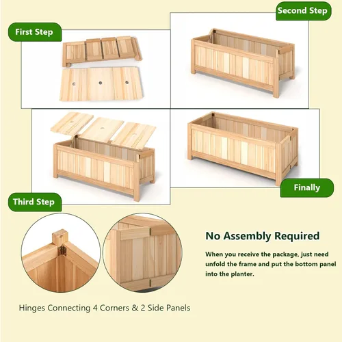 Miniatura 4 de Giantex Cama de jardín elevada plegable, jardinera plegable para flores y vegetales, caja de plantación para patio, césped, jardín, patio trasero