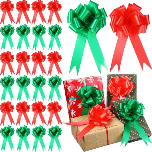 100 lazos de Navidad de 5 pulgadas para envoltura de regalos, lazos de envoltura de regalos con cinta para regalos de Navidad, decoración de boda,