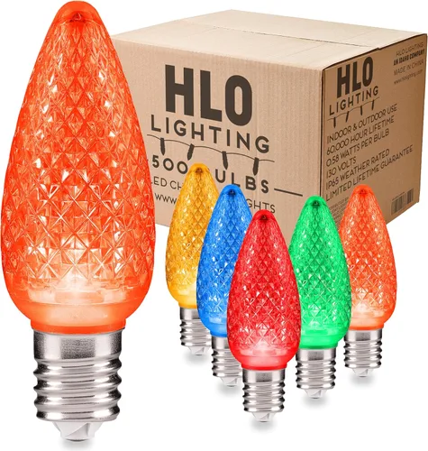 Miniatura 31 de HLO Lighting Juego de 25 bombillas LED de Navidad C9 de color blanco cálido para uso en interiores y exteriores Bombilla de repuesto duradera