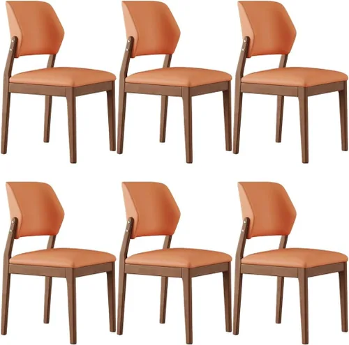 Miniatura 38 de YVYKFZD Wooden Dining Chairs Set, Leather Dining Room Chair, Upholstered Kitchen Chairs with Curved Backrest, Armless Living Room Chair, for Bedroom