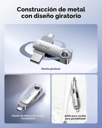 Miniatura 11 de Lexar D50E 128GB Unidad de estado sólido de doble unidad, unidad flash USB hasta 400MB/s de lectura, 360MB/s de escritura de alto rendimiento