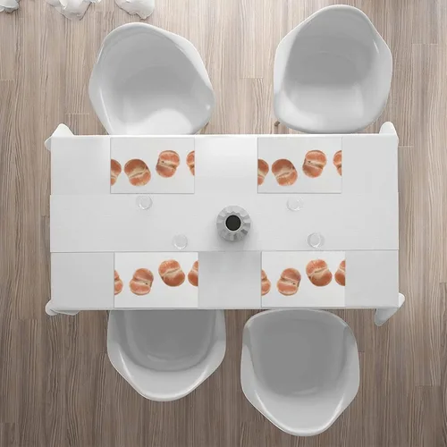 Miniatura 6 de Rectangular Placemats Set of 4, Heat Resistant Orange Printed Kitchen Dining Table Mats