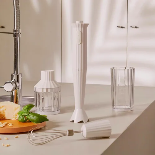 Miniatura 6 de Alessi Plissé MDL10SW/US - Batidora de mano con jarra medidora, batidora y picadora en resina termoplástica, enchufe estadounidense 200W, blanco
