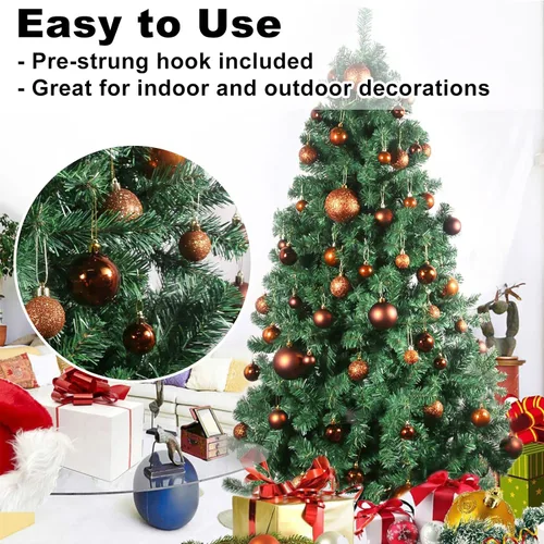 Miniatura 5 de Esferas pequeñas de bronce de 1.6 pulgadas para decoración del árbol de Navidad, adornos inastillables para cumpleaños, Halloween, vacaciones, boda