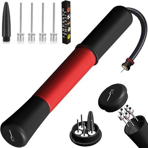 Miniatura 9 de Bomba de pelota con almacenamiento de agujas (nunca pierdas el pin), bomba de baloncesto con 5 agujas y cable extensible, bombas de fútbol, bomba