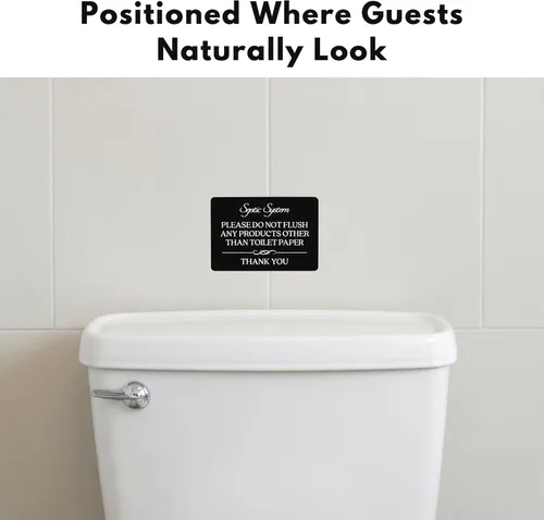 Miniatura 5 de Señal de inodoro con texto en inglés «Do Not Flush System» (acrílico negro de 5 x 3.5 pulgadas) – Letrero de «Do Not Flush Anything Except Toilet