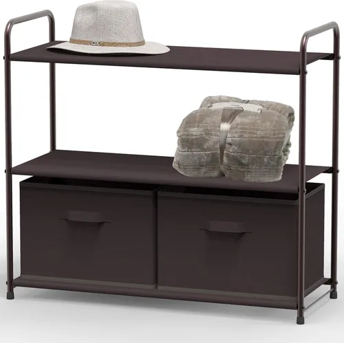 Miniatura 12 de Simple Houseware Almacenamiento de armario de 3 niveles con 2 cajones, color beige