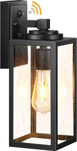 Miniatura 16 de VIANIS Luces exteriores para porche, iluminación exterior del atardecer al amanecer en negro con ribete dorado, luces de porche exteriores