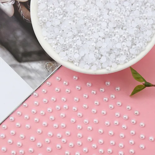 Miniatura 3 de 6000 perlas blancas planas de 0.157 in para arte de uñas, perlas semicirculares a granel para hacer obras de arte, manualidades, accesorios