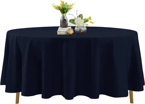 Miniatura 87 de Mantel de poliéster lavable de 90 pulgadas, resistente a las manchas y a las arrugas, mantel decorativo para mesa de comedor, fiestas de bufé y Negro
