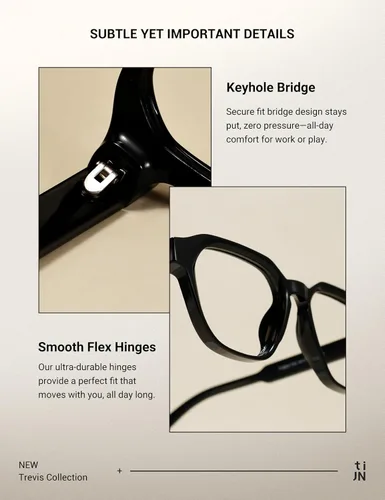 Miniatura 4 de TIJN Gafas de Bloqueo de Luz Azul para Mujeres y Hombres Marco Rectangular TR90 y Estilo Elegante Preppy Gafas de Pantalla de Computadora