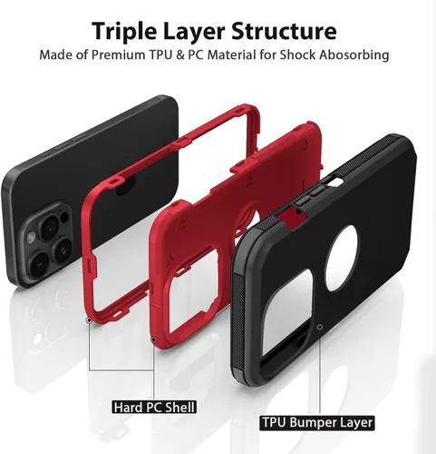 Miniatura 3 de Jiunai Funda para iPhone 15 Pro Max de Servicio Pesado con Protección contra Caídas Sin Pantalla de Doble Capa Resistente a Golpes Deportiva