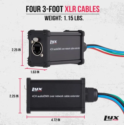 Miniatura 2 de LyxPro XLR 3 pies de cable de audio de 4 canales de 3 pines de red múltiple para conexión hembra de escenario y estudio de grabación, excelente